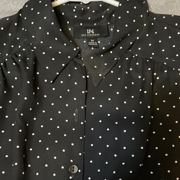 I.N. San Francisco Black and White Polka Dot Top - Picture 4 of 11